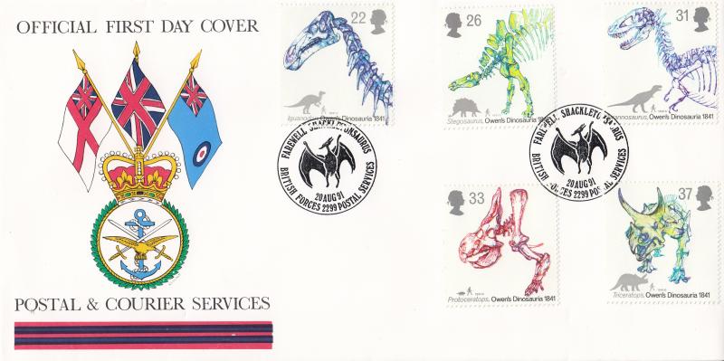 1991 (08) Dinosaurs - Forces Postal & Courier Services BF2299PS 'Alternative' Official