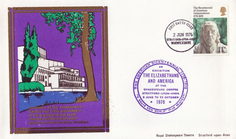 1976 (06) USA Bicentenary - Tiatsa - Stratford Upon Avon FDI - With Exhibition Cachet