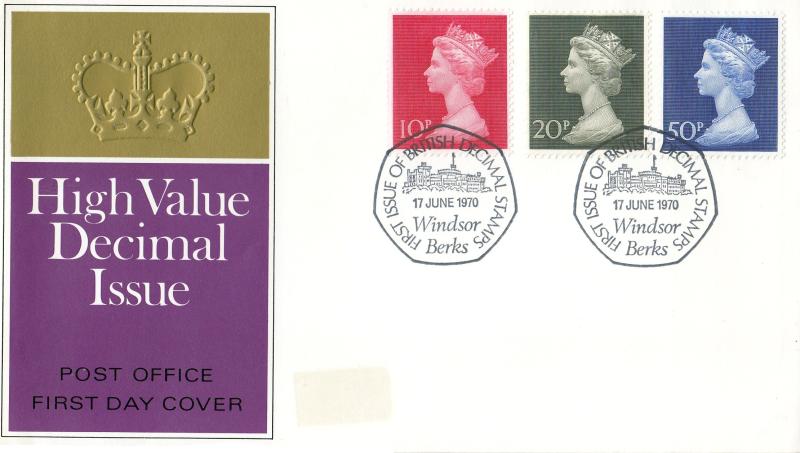1970 (06) Large Machin Definitives - PO - Windsor (6 Sided) H/S