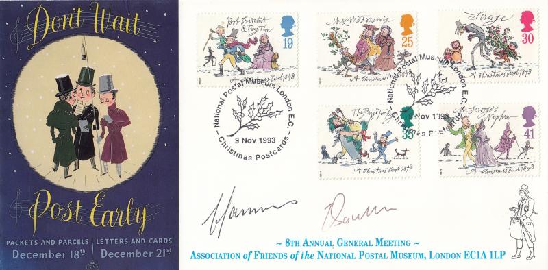 1993 (11) Christmas - Friends of the National Postal Museum Official - Double Signed