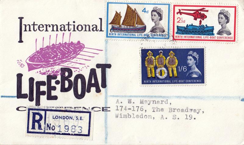 1963 (05) Lifeboat - 'Purple Boat' Cover - Phosphor - Chief Office, South Eastern District CDS