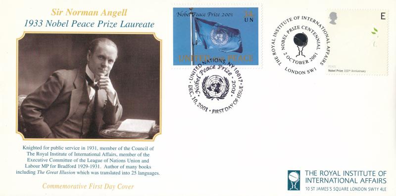 2001 (10) Nobel Prizes - Covercraft 'Royal Insitute' Official (s) - Doubled USA Nobel Peace Prize Issue