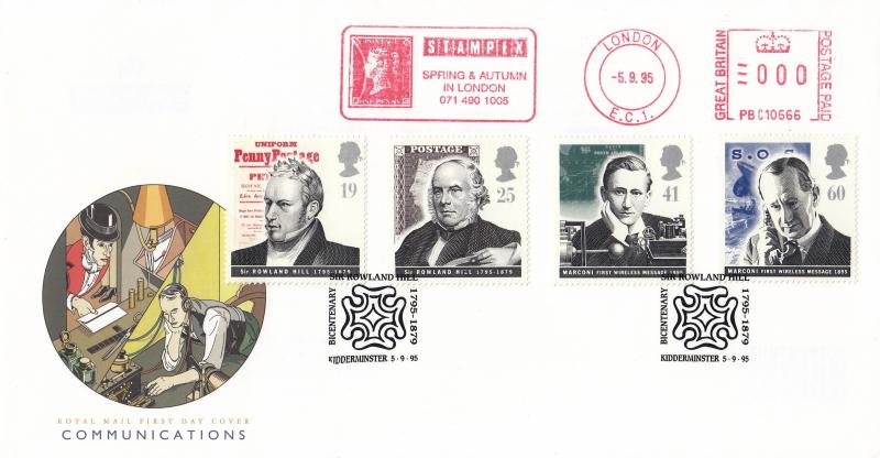 1995 (09) Communications - RM - Rowland Hill, Kidderminster H/S + Stampex Meter Mark