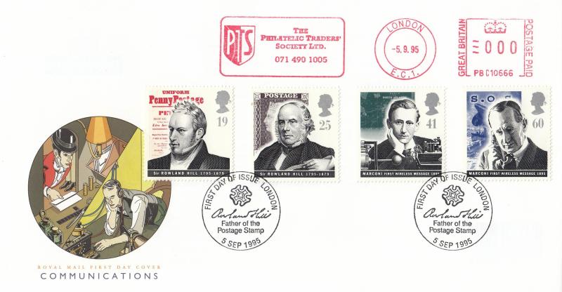 1995 (09) Communications - RM - London Bureau H/S + Philatelic Traders Society Meter Mark