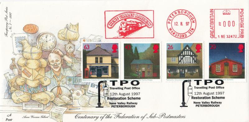 1997 (08) Sub Post Offices - 4d Post - TPO Restoration Scheme, Nene Valley Railway H/S + Nene Valley Railway Meter Mark