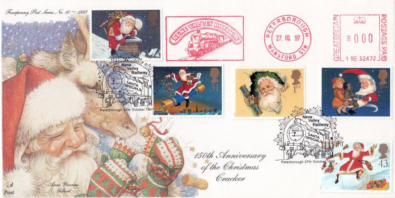 1997 (10) Christmas - 4d Post - Nene Valley Railway Santa Special H/S + Nene Valley Railway Meter Mark