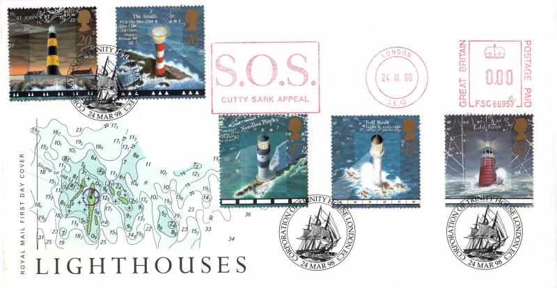 1998 (03) Lighthouses - RM - Corporation Of Trinity House H/S + S.O.S. Cutty Sark Appeal Meter Mark