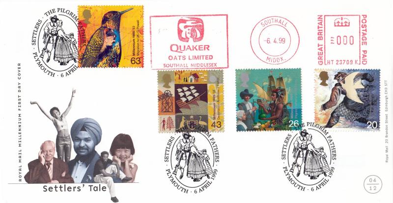 1999 (04) Settlers - RM - The Pilgrim Fathers, Plymouth H/S + Quaker Oats Meter Mark