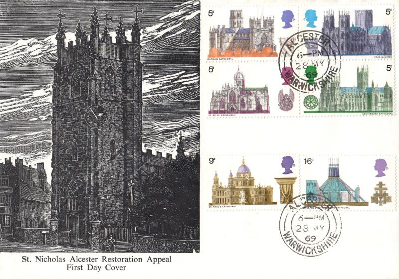 1969 (05) Cathedrals - St Nicholas Church, Alcester Restoration Cover - Alcester CDS