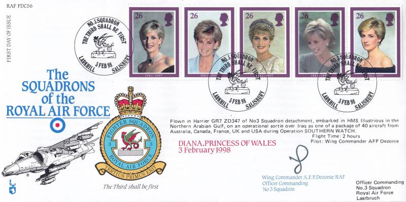 1998 (02) Diana - RAF FDC 56 'No 3 Squadron' Official