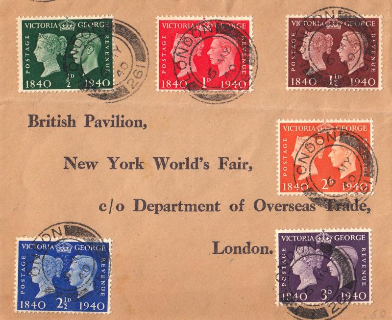 1940 (05) Centenary - British Pavilion, New York World's Fair Cover - London 261 CDS