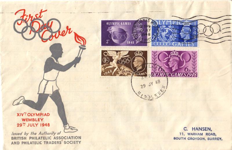 1948 (07) Olympics - BPA/PTS Cover - Olympic Games, Wembley Slogan (With Wembley CDS)