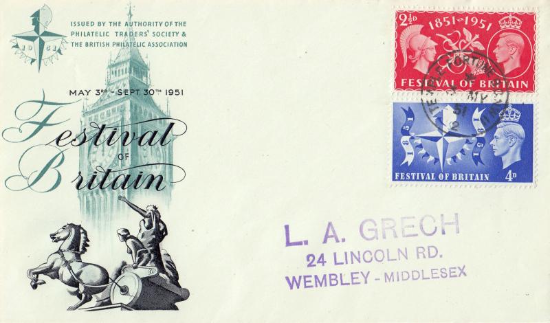 1951 (05) Festivals - PTS/BPA Festival Cover - Temple Fortune CDS