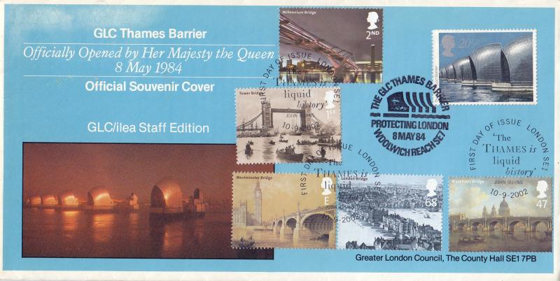 2002 (09) London Bridges - Covercraft 'GLC Thames Barrier' GLC/ilea Staff Edition Cover - Liquid History, SE1 H/S