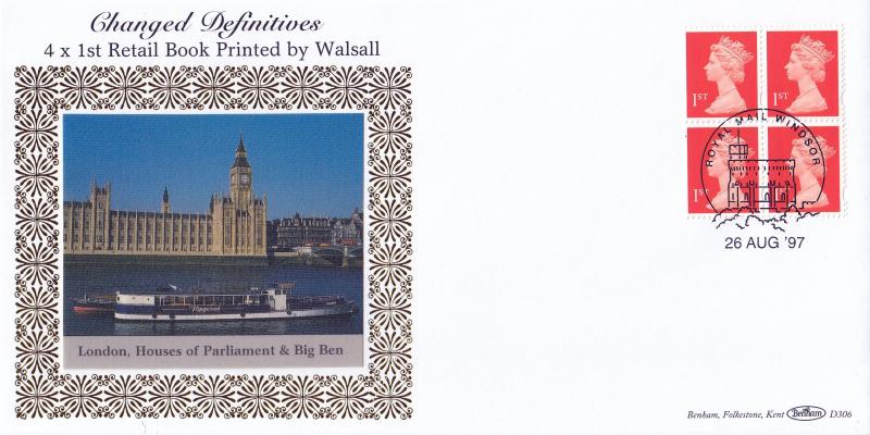 1997 (08) 4 x 1st Retail Booklet by Walsall - Benham D306 - Windsor Philatelic Counter H/S