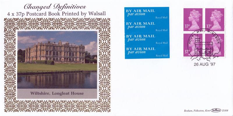 1997 (08) 4 x 37p Postcard Booklet by Walsall - Benham D308 - Windsor Philatelic Counter H/S