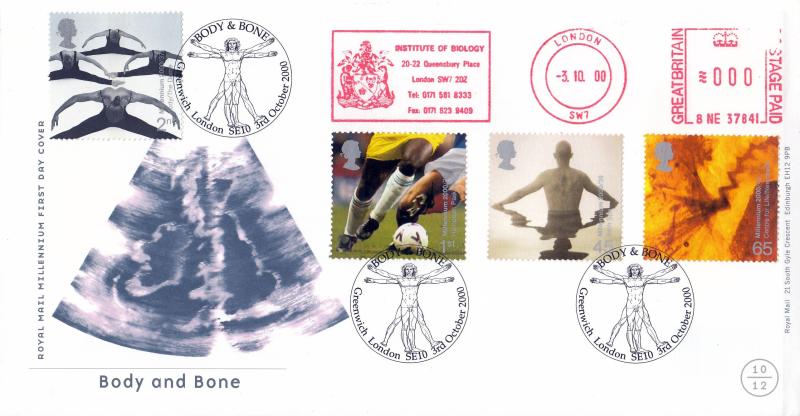 2000 (10) Body & Bone - RM - Greenwich, SE10 H/S + Institute of Biology Meter Mark