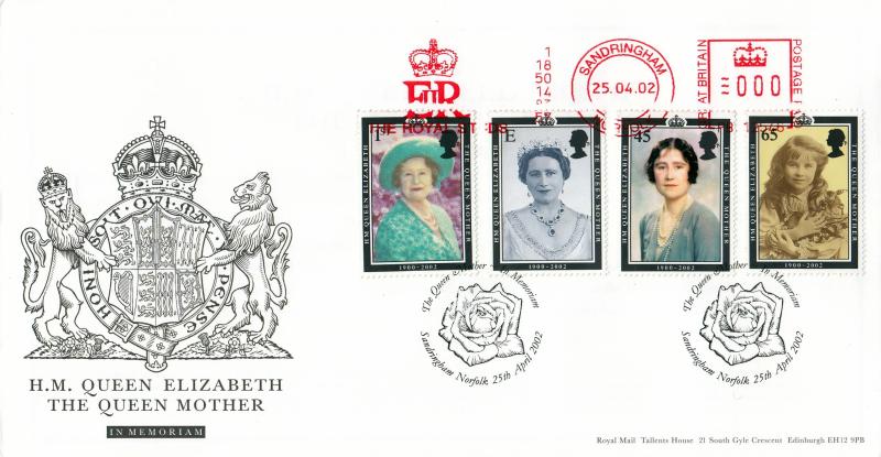 2002 (04) Queen Mother - RM - Sandringham H/S + EIIR The Royal Stud Meter Mark