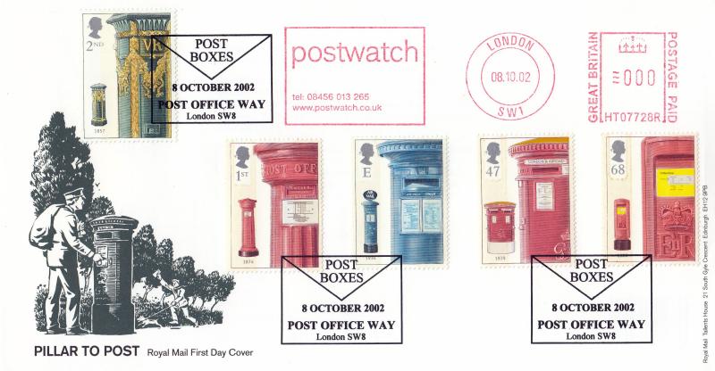 2002 (10) Post Boxes - RM - Post Office Way, SW8 H/S + Postwatch Meter Mark
