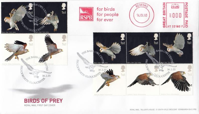 2003 (01) Birds of Prey - RM - Barn Owl Centre H/S + RSPB Meter Mark