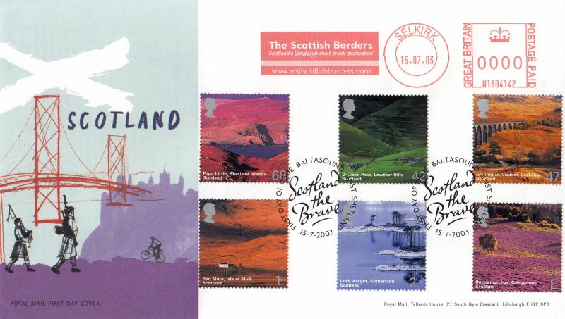 2003 (07) Scotland - RM - Baltasound, Shetland H/S + The Scottish Borders Meter Mark