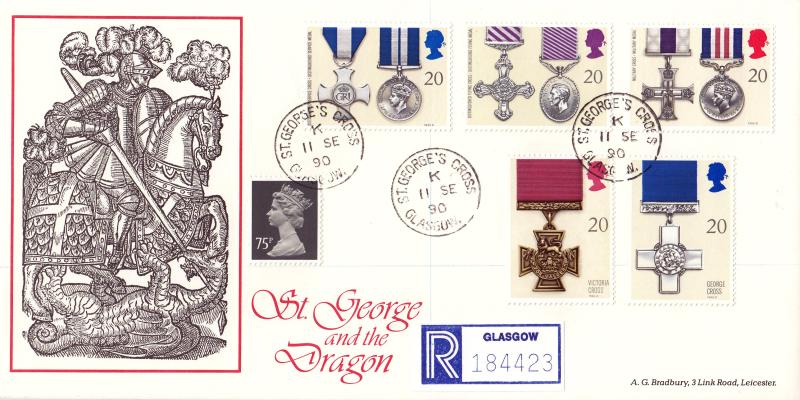 1990 (09) Gallantry - Bradbury 'St George and the Dragon' Official - St George's Cross CDS