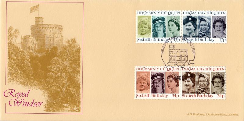 1986 (04) Queen's 60th Birthday - Bradbury 'Royal Windsor Turret' Cover - Windsor Counter H/S