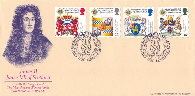 1987 (07) Scottish Heraldry - Bradbury 'James II' Cover - Edinburgh (Thistle) H/S