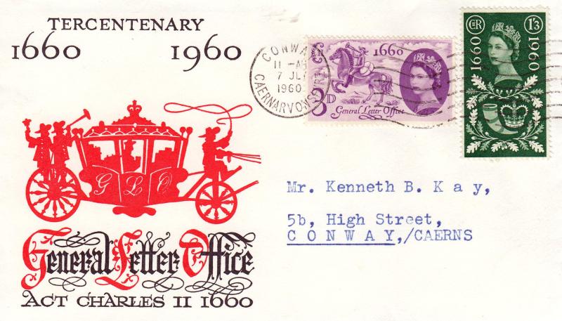 1960 (07) General Letter Office - 'Red Coach' Cover - Conway Wavy Line Slogan