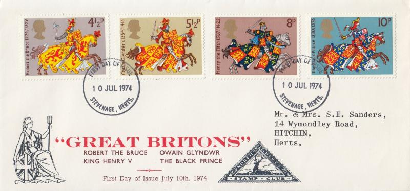 1974 (07) Great Britons - North Herts Stamp Club - Stevenage FDI