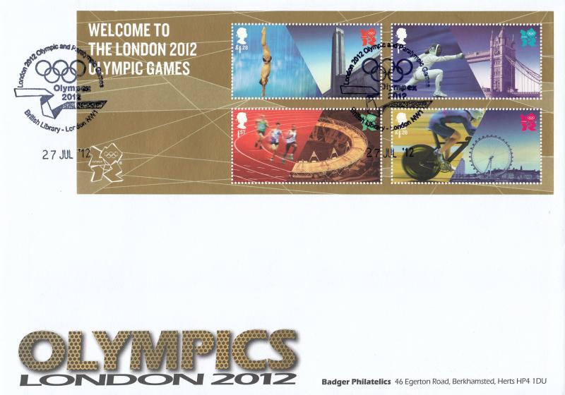2012 (07) Welcome To The London Olympic Games - Badger Philatelics 'Special' - British Library H/S