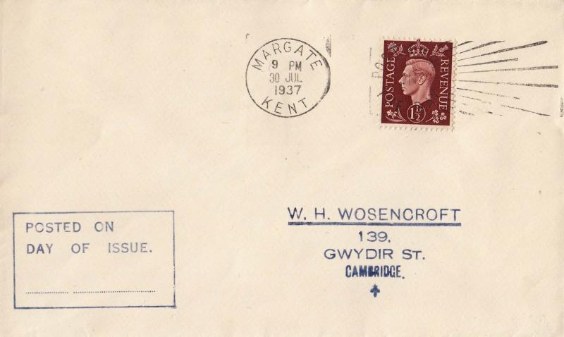 1937 (07) George VI 1½d Brown - Plain - Post Early In The Day Slogan