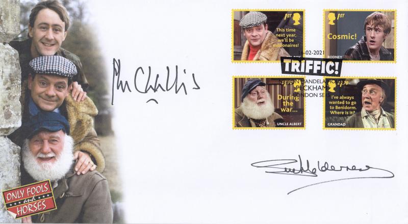 2021 (02) Only Fools and Horses (M/S) - Internet 'Triffic, Peckham' Official - Signed Susan Holderness & John Challis