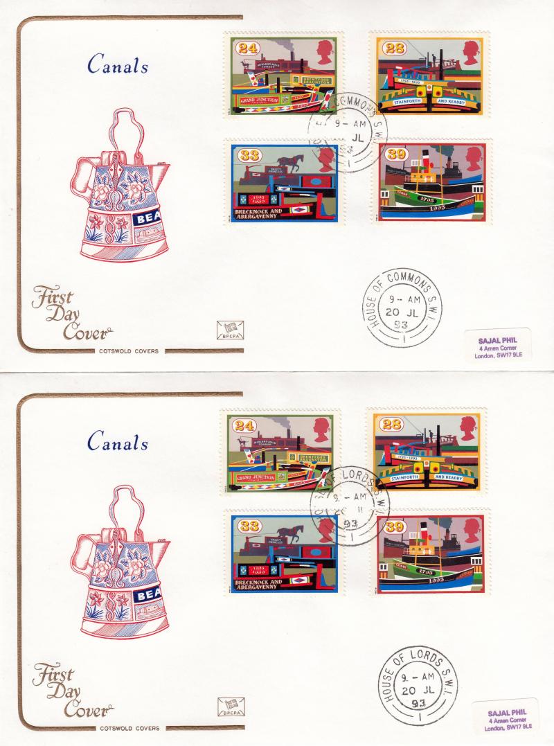 1993 (07) Canals - Cotswold (Pair) - House of Commons & House of Lords CDS's