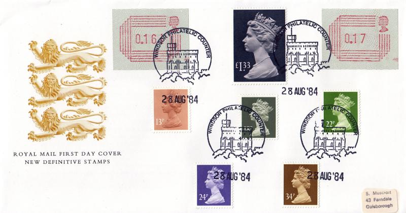 1984 (08) £1.33 Parcel Post + Frama Labels + Definitives - RM - Windsor Counter H/S
