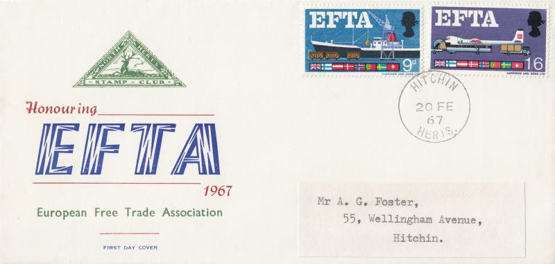 1967 (02) EFTA - Ord - North Herts Stamp Club - Hitchin CDS