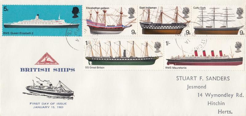 1969 (01) Ships - North Herts Stamp Club - Hitchin CDS