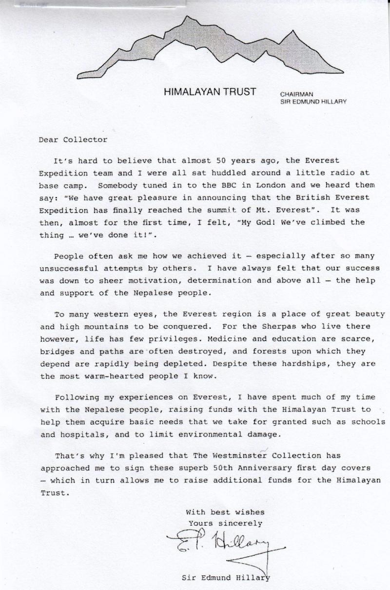 2003 (04) Extreme Endeavours - Westminster 'Autograph Editions' Official - Signed by Sir Edmund Hillary (With News Chronicle)