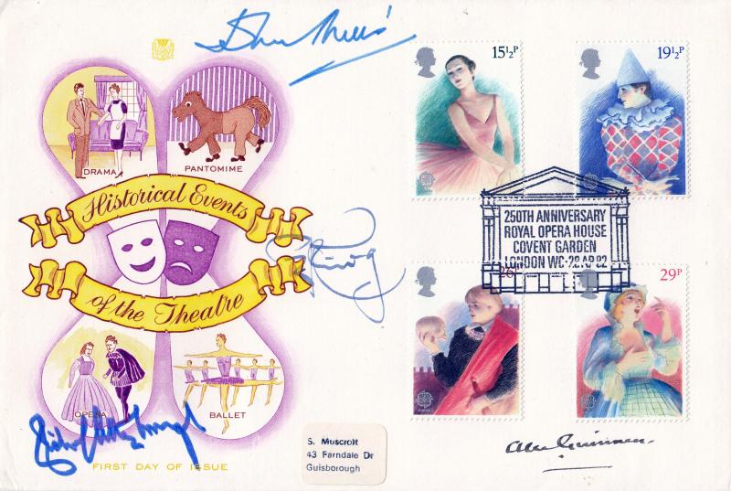 1982 (04) Theatre - Stuart - Royal Opera House H/S - Multi Signed by Peter Cushing, John Mills, Alec Guinness & Richard Attenborough