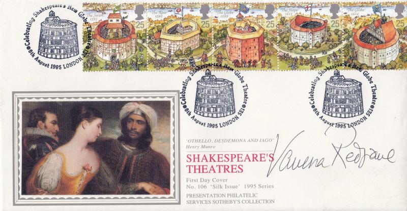 1995 (08) Shakespeare's Globe - PPS Silk - New Globe Theatre H/S - Signed Vanessa Redgrave