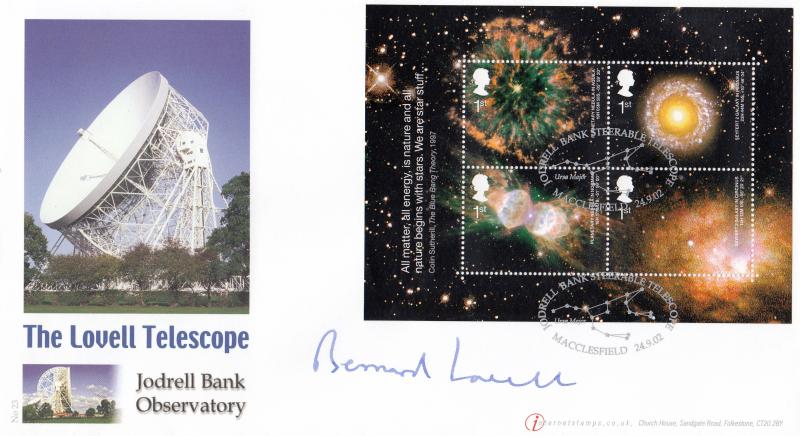 2002 (09) Astronomy (M/S) - Internet Stamps 'Jodrell Bank' Official - Signed by the late Bernard Lovell