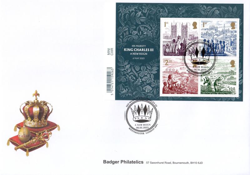 2023 (05) King Charles Coronation M/S - Badger Philatelics Official