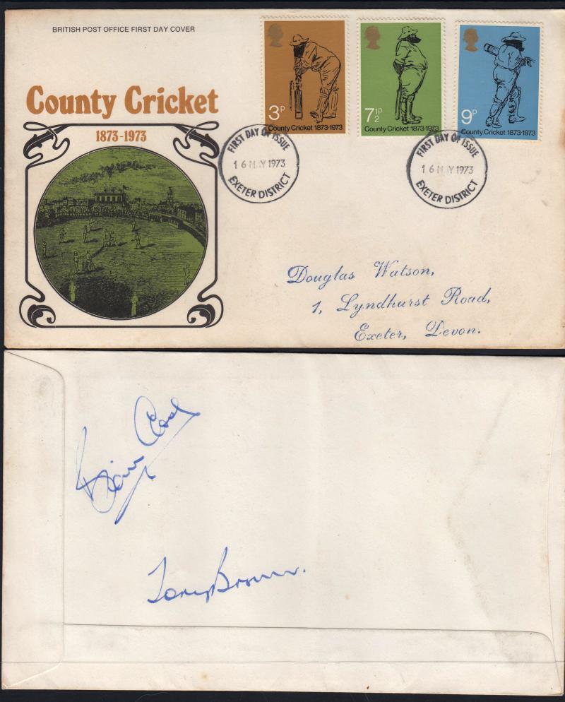 1973 (05) Cricket - PO - Exeter FDI - Signed by Brian Close & Tony Brown