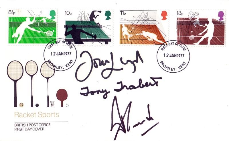 1977 (01) Racket Sports - PO - Bromley FDI - Signed by John Lloyd, Tim Henman & Tony Trabert