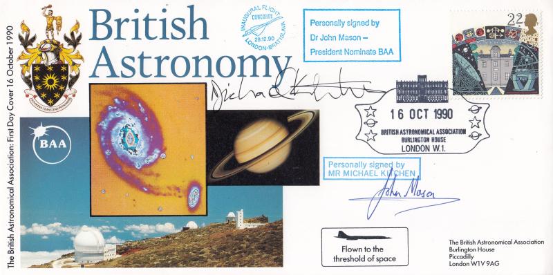 1990 (10) Astronomy - Cambridge British Astronomical Association (Burlington House) Official - 22p - Signed by John Mason & Michael Kitchen