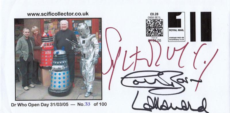 2005 (03) Dr Who Open Day at Steven Scott's in London - Triple Signed by Sylvester McCoy, Colin Baker & Lalla Ward