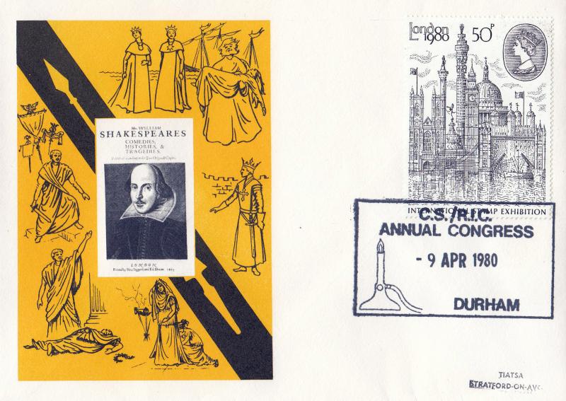 1980 (04) London 50p - Shakespeare Portrait Cover - CS/RIC Congress, Durham H/S