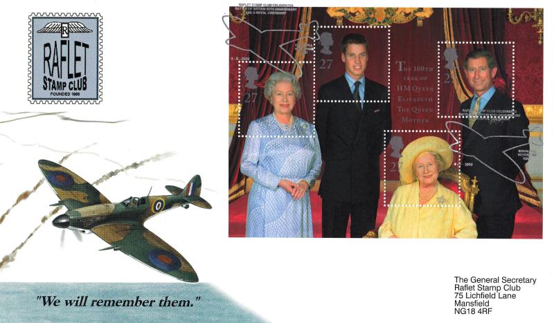 2000 (08) Queen Mother M/S - RAFLET Stamp Club Official