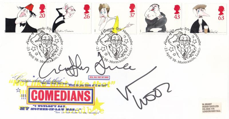 1998 (04) Comedians - RM - Eric Morcambe H/S - Signed by the late Victoria Wood & Geoffrey Durham