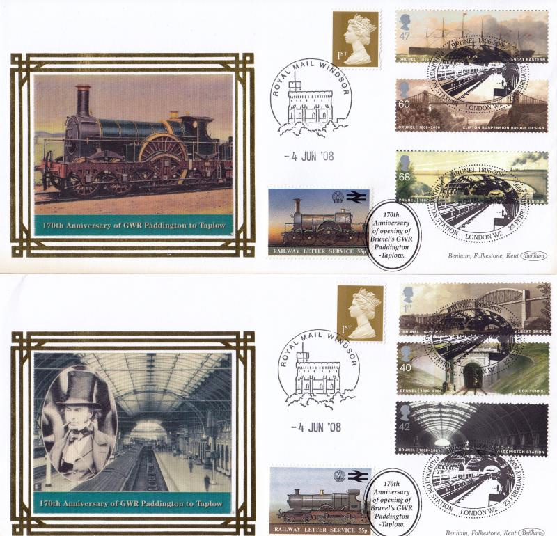 2006 (02) Brunel (Stamps) - Benham 'Paddington Station' ALTERNATIVE Official' (Pair)